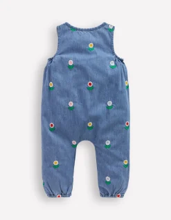 Barboteuse brodée en chambray