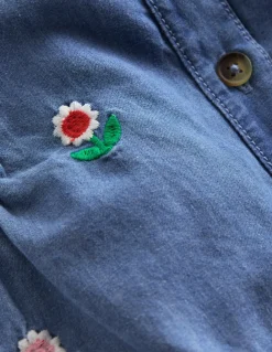 Barboteuse brodée en chambray