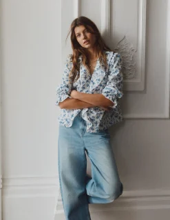 Blouse Eliza à col V et volants