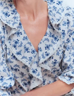 Blouse Eliza à col V et volants