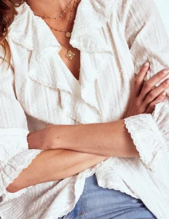 Blouse Eliza à col V et volants