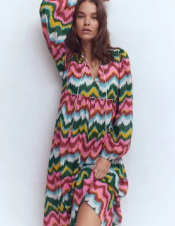 Caftan bohème avec liens au col