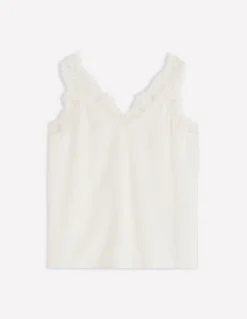 Caraco en soie mélangée à détails en dentelle