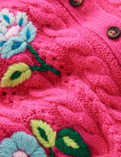 Cardigan Liv à torsades et broderie