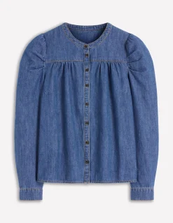 Chemise à manches gigot en jean