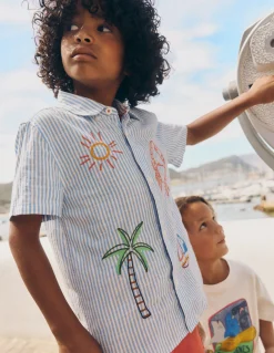 Chemise brodée à manches courtes