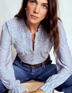 Chemise en jersey avec empiècement à smocks