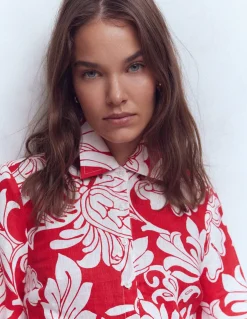 Chemise en lin à manches bouffantes