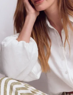 Chemise en lin à manches bouffantes