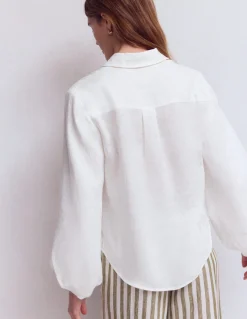 Chemise en lin à manches bouffantes