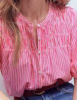 Chemise manches courtes Mya à smocks