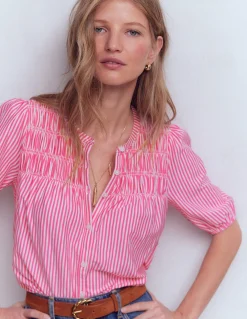 Chemise manches courtes Mya à smocks