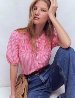 Chemise manches courtes Mya à smocks