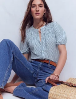 Chemise manches courtes Mya à smocks