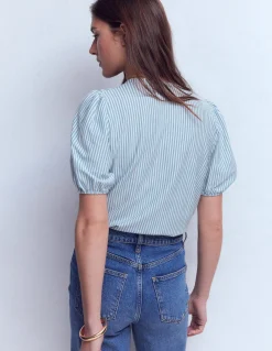 Chemise manches courtes Mya à smocks