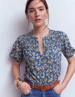 Chemise manches courtes Mya à smocks