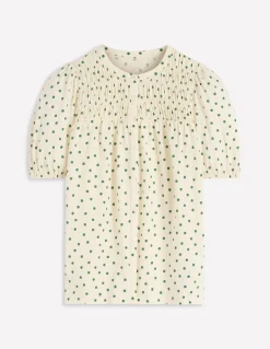 Chemise manches courtes Mya à smocks