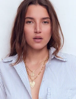 Collier effet accumulation à cœur estampé