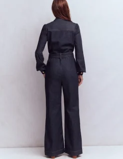 Combinaison bootcut boutonnée en jean