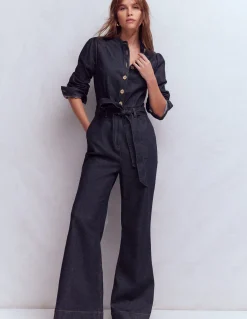 Combinaison bootcut boutonnée en jean