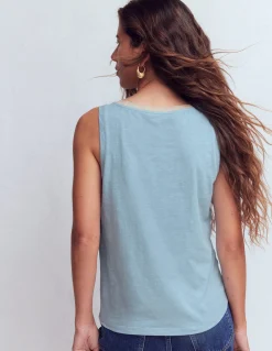 Débardeur col U à détails métallisés