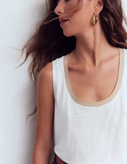 Débardeur col U à détails métallisés