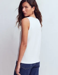 Débardeur col U à détails métallisés