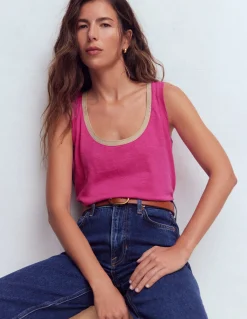 Débardeur col U à détails métallisés