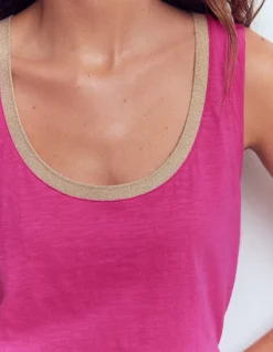 Débardeur col U à détails métallisés