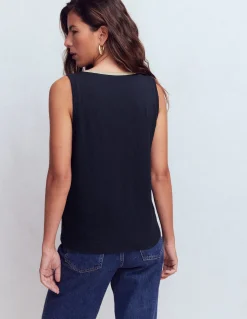 Débardeur col U à détails métallisés