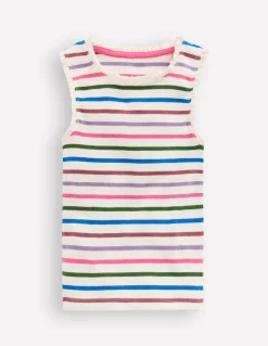 Débardeur côtelé à bordure en dentelle