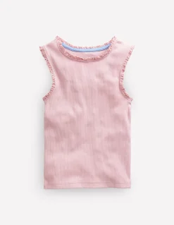 Débardeur côtelé à bordure en dentelle