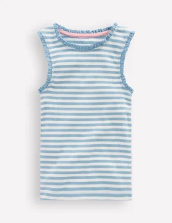 Débardeur côtelé à bordure en dentelle