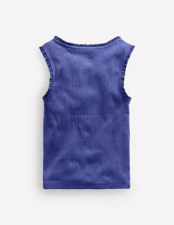 Débardeur côtelé à bordure en dentelle