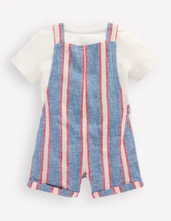 Ensemble avec salopette courte tissée