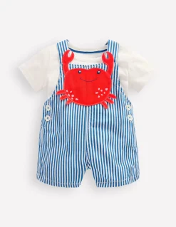 Ensemble avec salopette tissée fantaisie