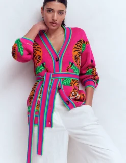 Gilet à ceinture en jacquard