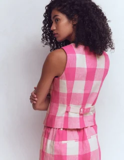 Gilet de costume col U en lin