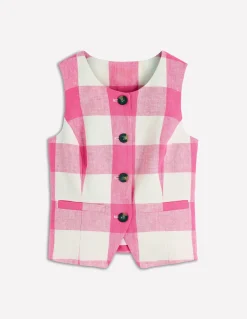 Gilet de costume col U en lin