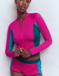 Haut de plage à manches raglan et protection solaire