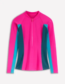 Haut de plage à manches raglan et protection solaire