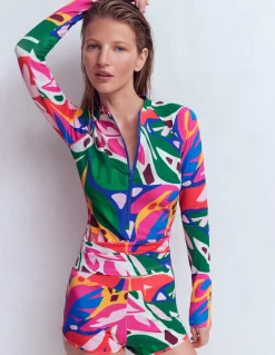 Haut de plage à manches raglan et protection solaire