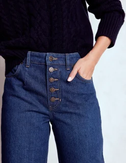 Jean droit à boutons apparents