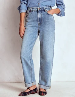 Jean droit taille à mi-haute