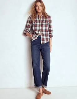 Jean droit taille à mi-haute