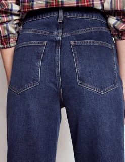 Jean droit taille à mi-haute