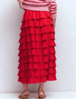 Jupe longue à volants