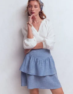 Jupe volantée en lin