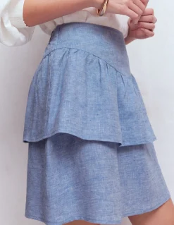 Jupe volantée en lin