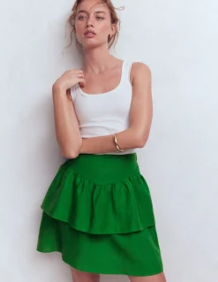 Jupe volantée en lin